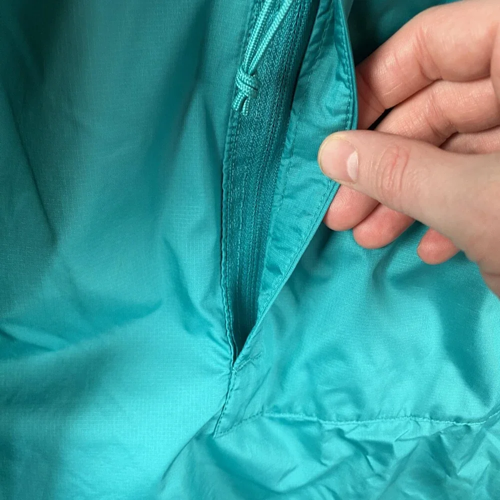 The North Face Windwall Jacket Mens Medium Teal Hooded 1/4 Zip Anorak Pullover